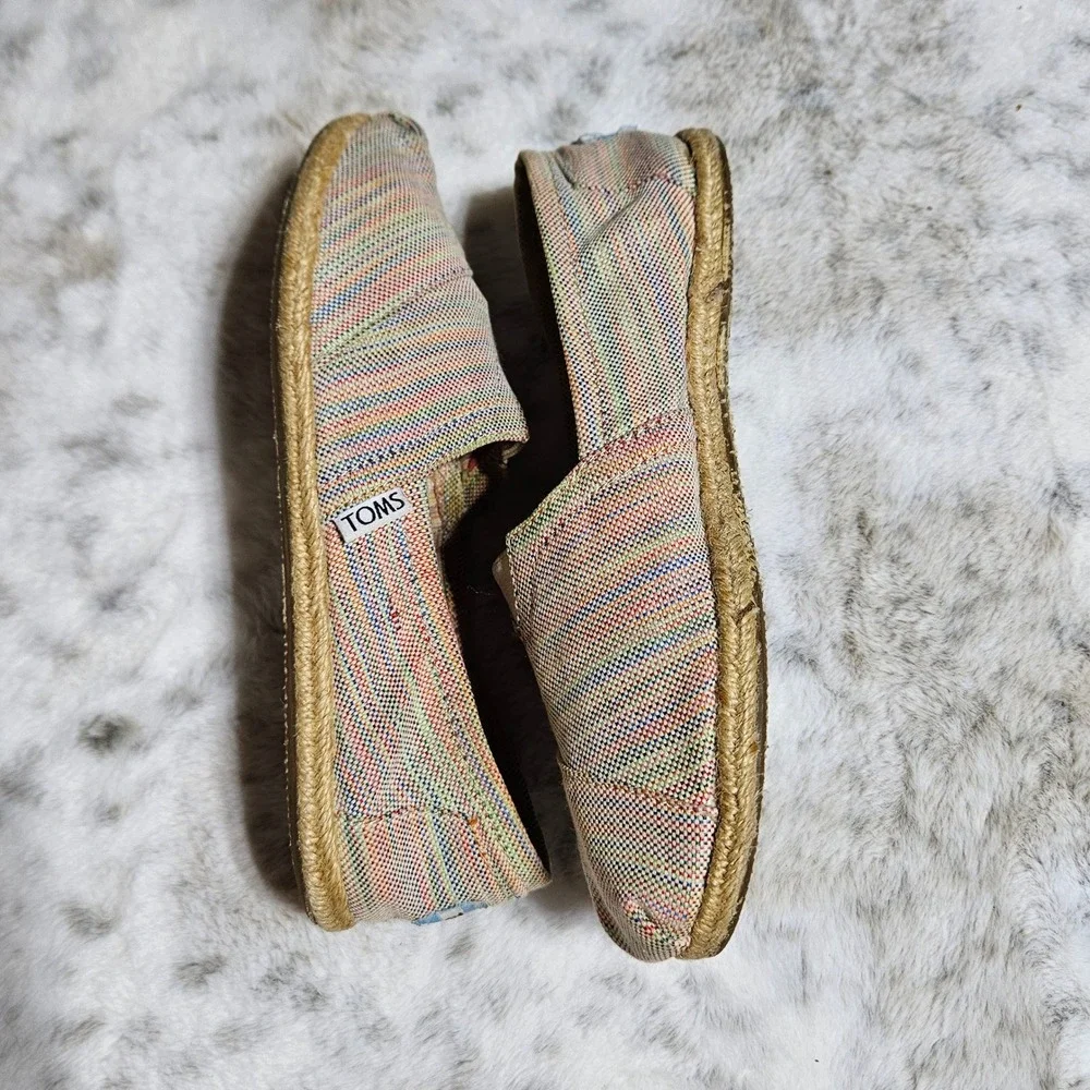 TOMS Multicolor Striped Woven Alpargata Slip On Shoes Size 5.5 Boho Espadrille